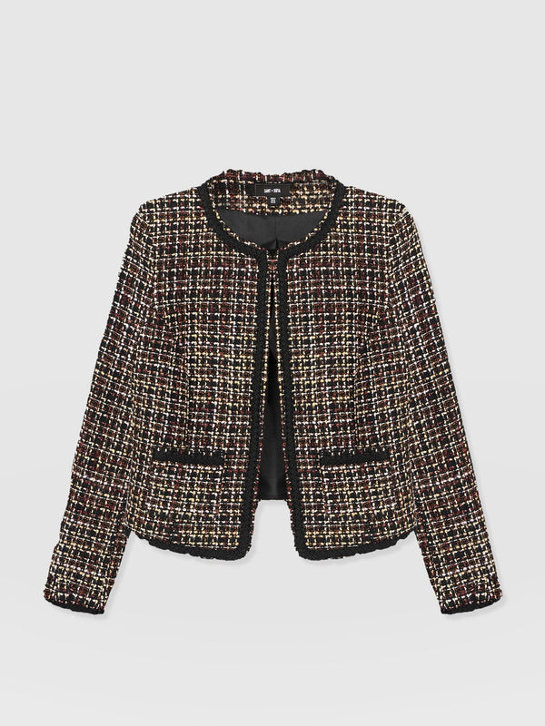 Rayner Jacket - Black/Burgundy/Gold Boucle