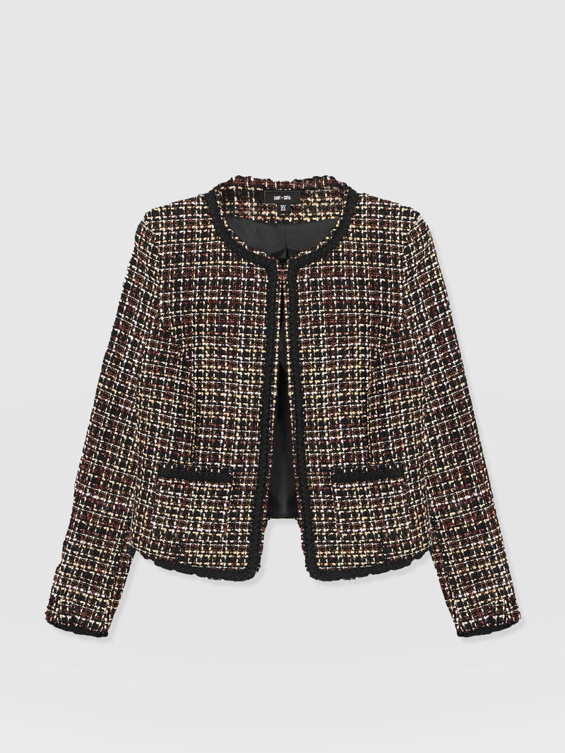 Rayner Jacket - Black/Burgundy/Gold Boucle