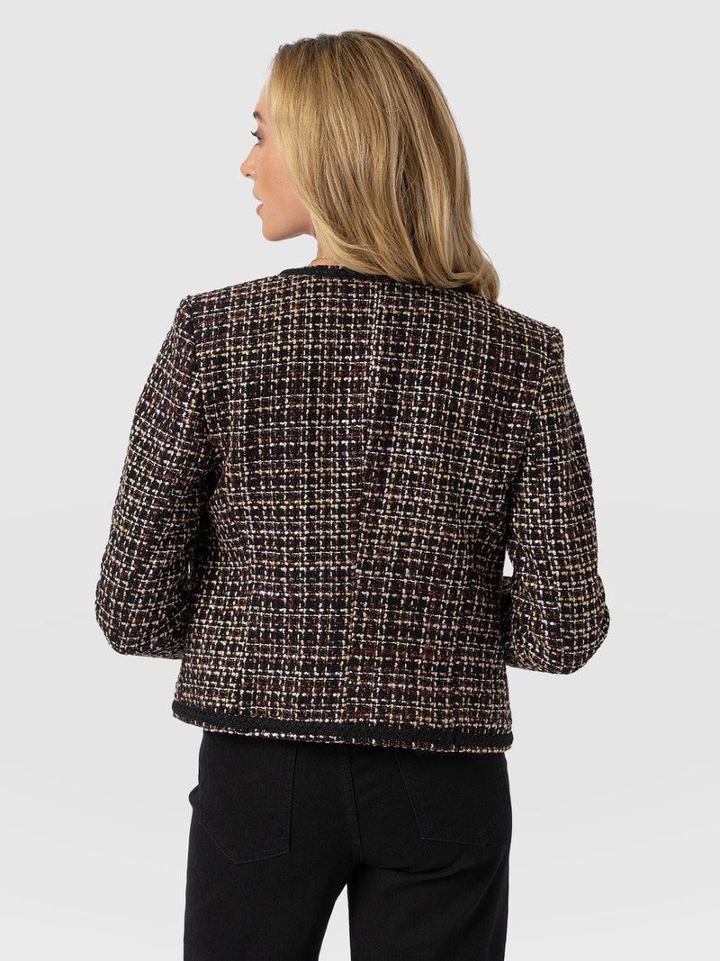 Rayner Jacket - Black/Burgundy/Gold Boucle