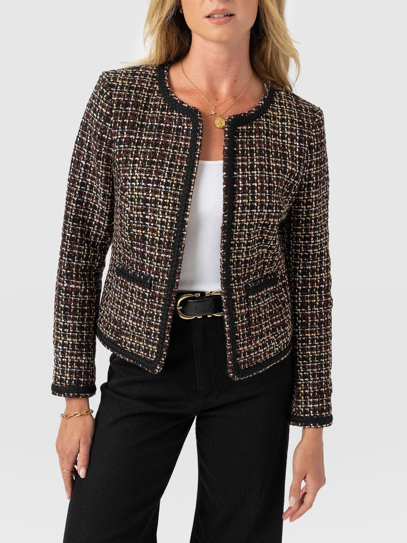 Rayner Jacket - Black/Burgundy/Gold Boucle