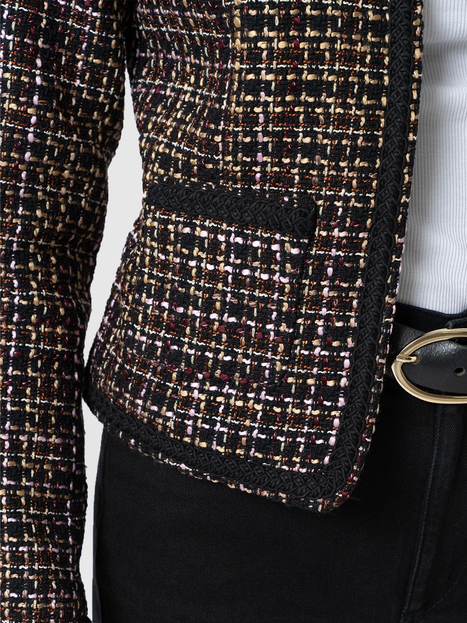 Rayner Jacket - Black/Burgundy/Gold Boucle