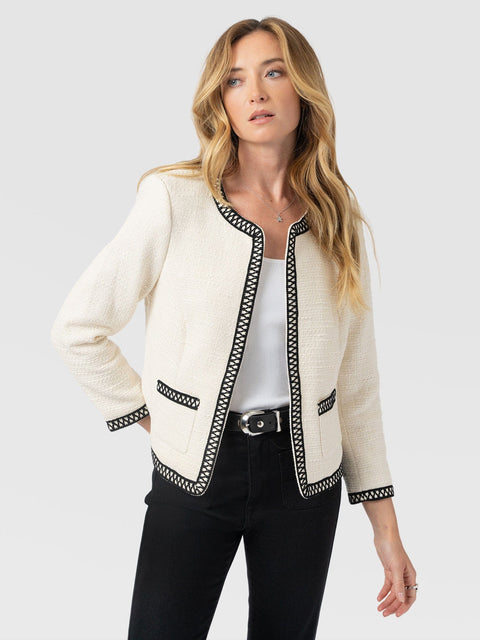 Rayner Jacket Cream/Black - Women's Jackets | Saint + Sofia® UK