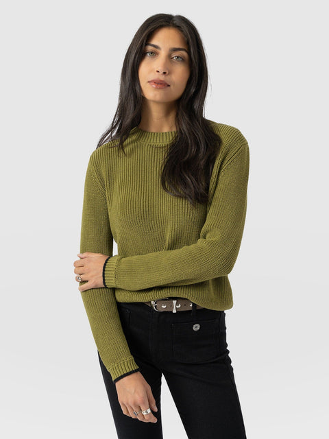 Remy Crop Jumper Khaki - Women's Jumpers | Saint + Sofia® UK