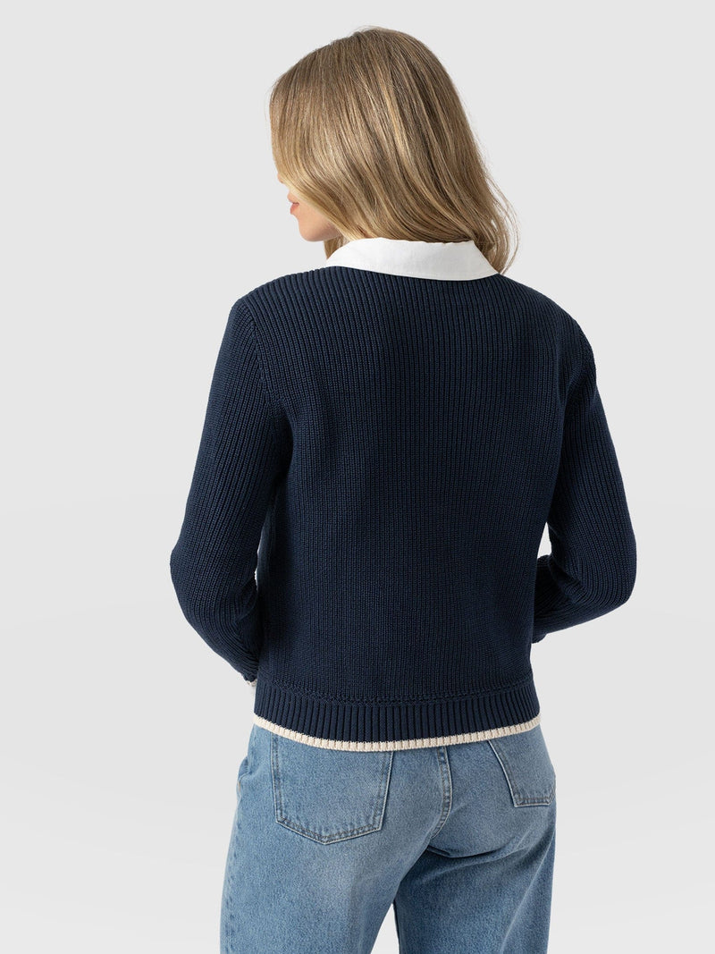 Remy Crop Jumper Navy - Women's Jumpers | Saint + Sofia® UK