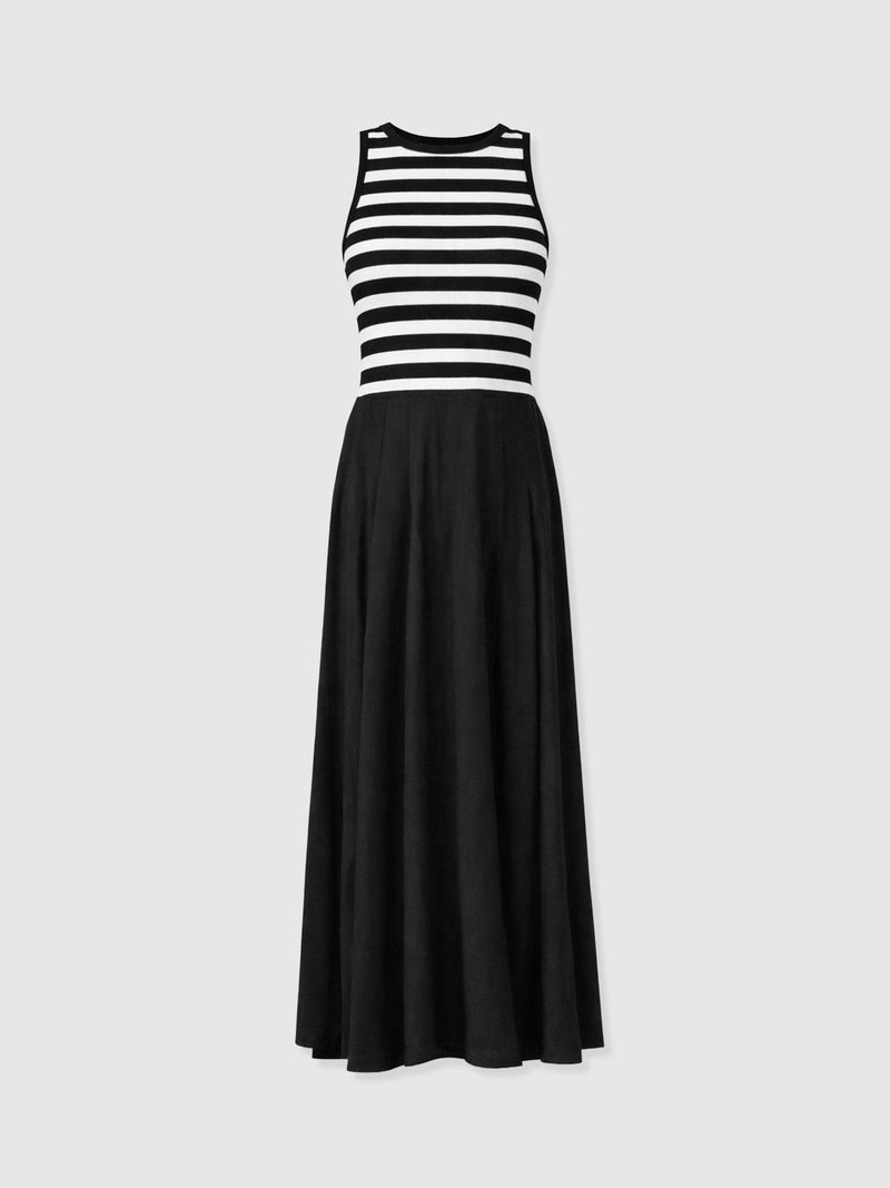 Renee Contrast Dress - Black & White Stripe