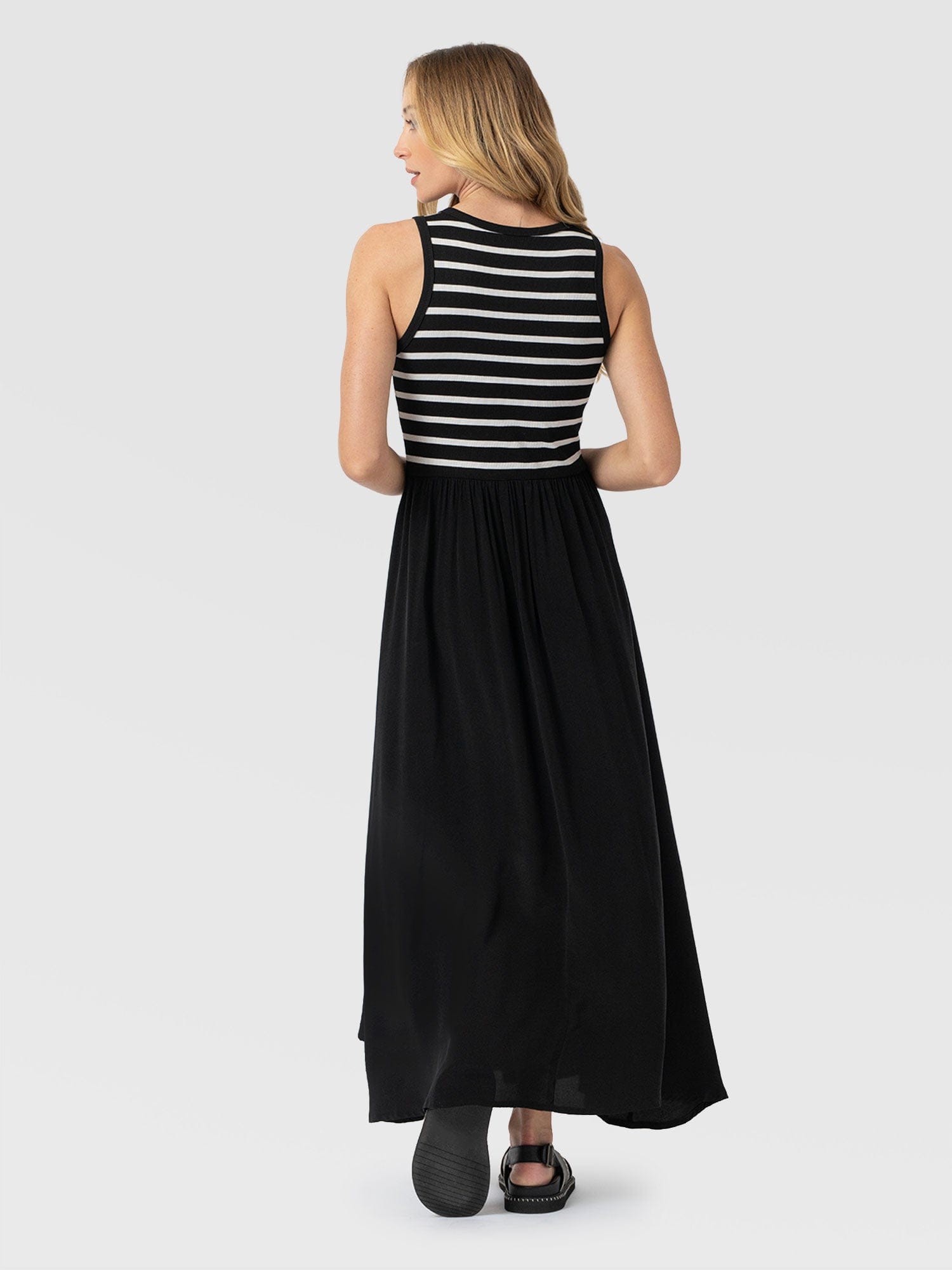 Renee Contrast Dress - Black & White Stripe