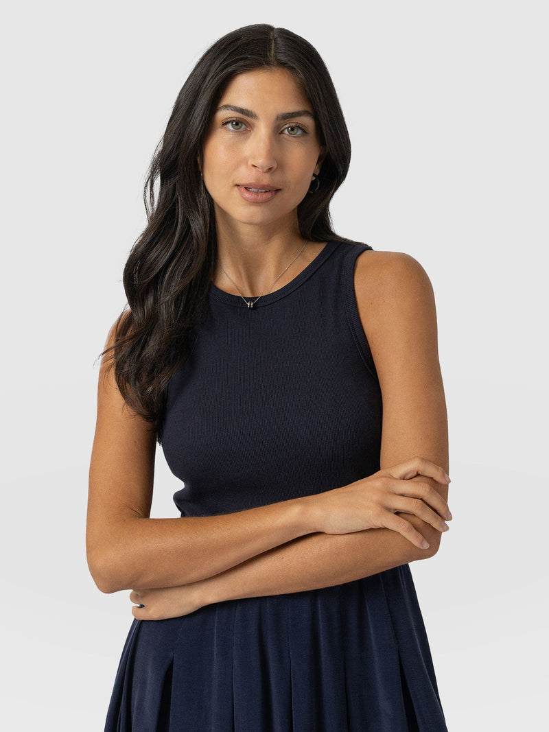 Renee Contrast Dress - Navy