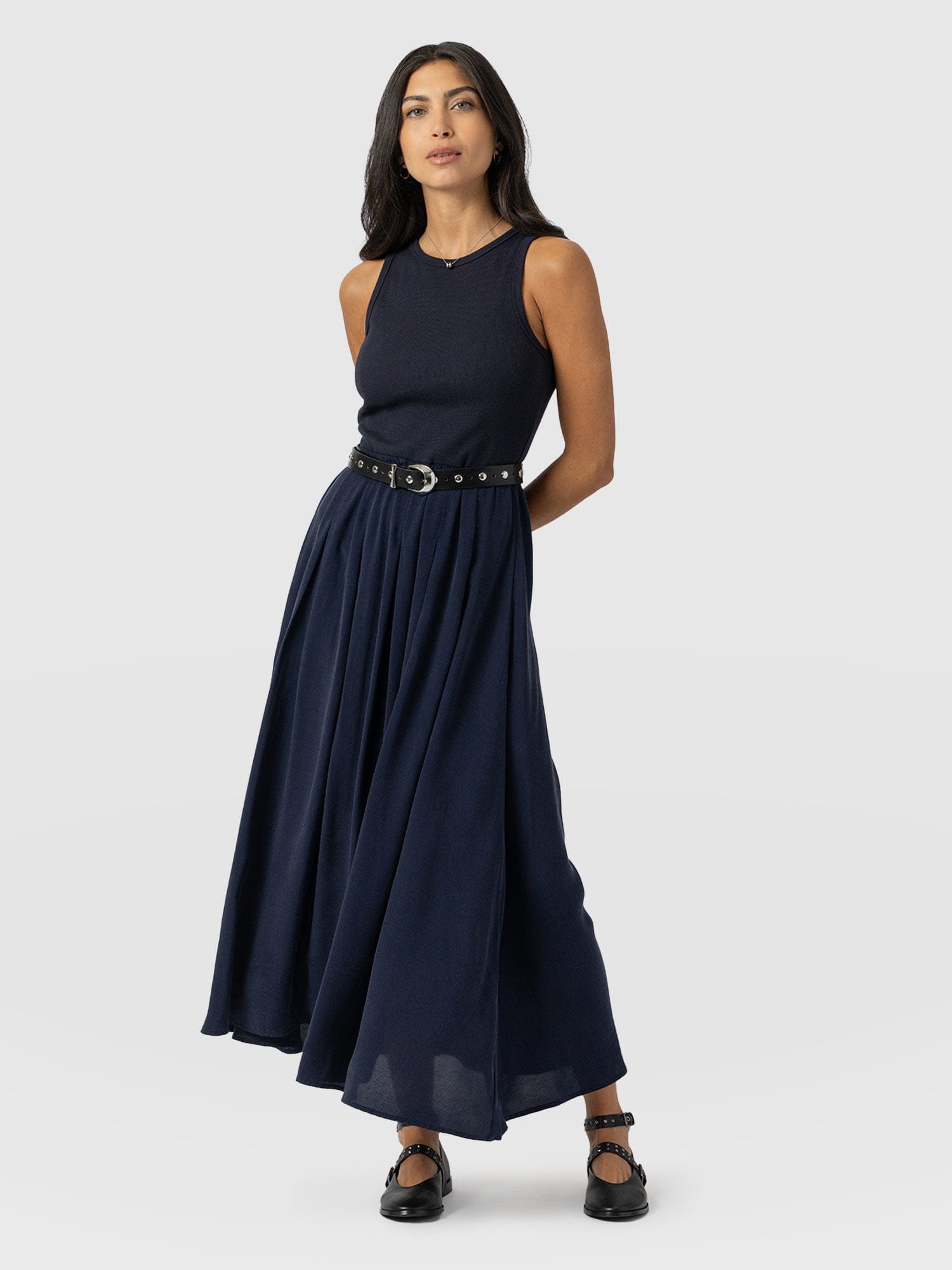 Renee Contrast Dress - Navy