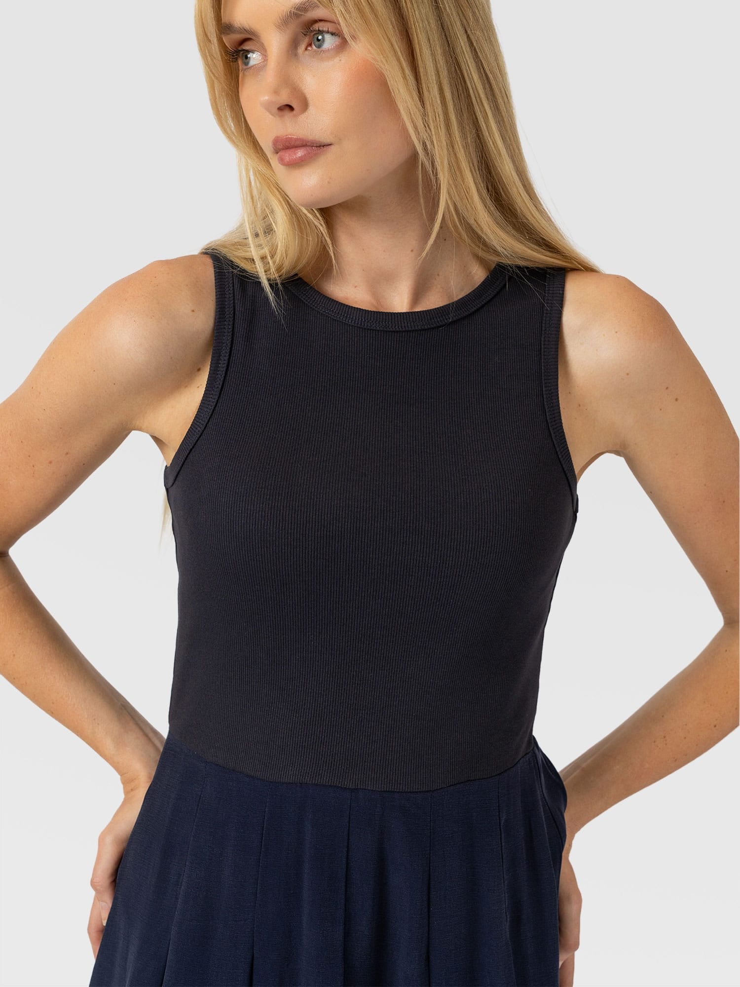 Renee Contrast Dress Navy - Women's Dresses | Saint and Sofia® UK