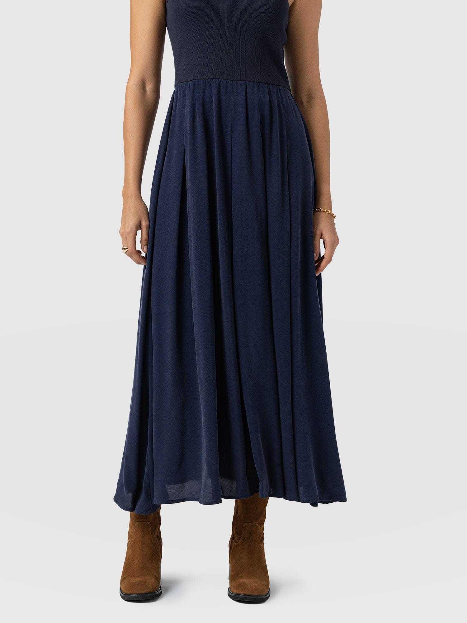 Renee Contrast Dress - Navy