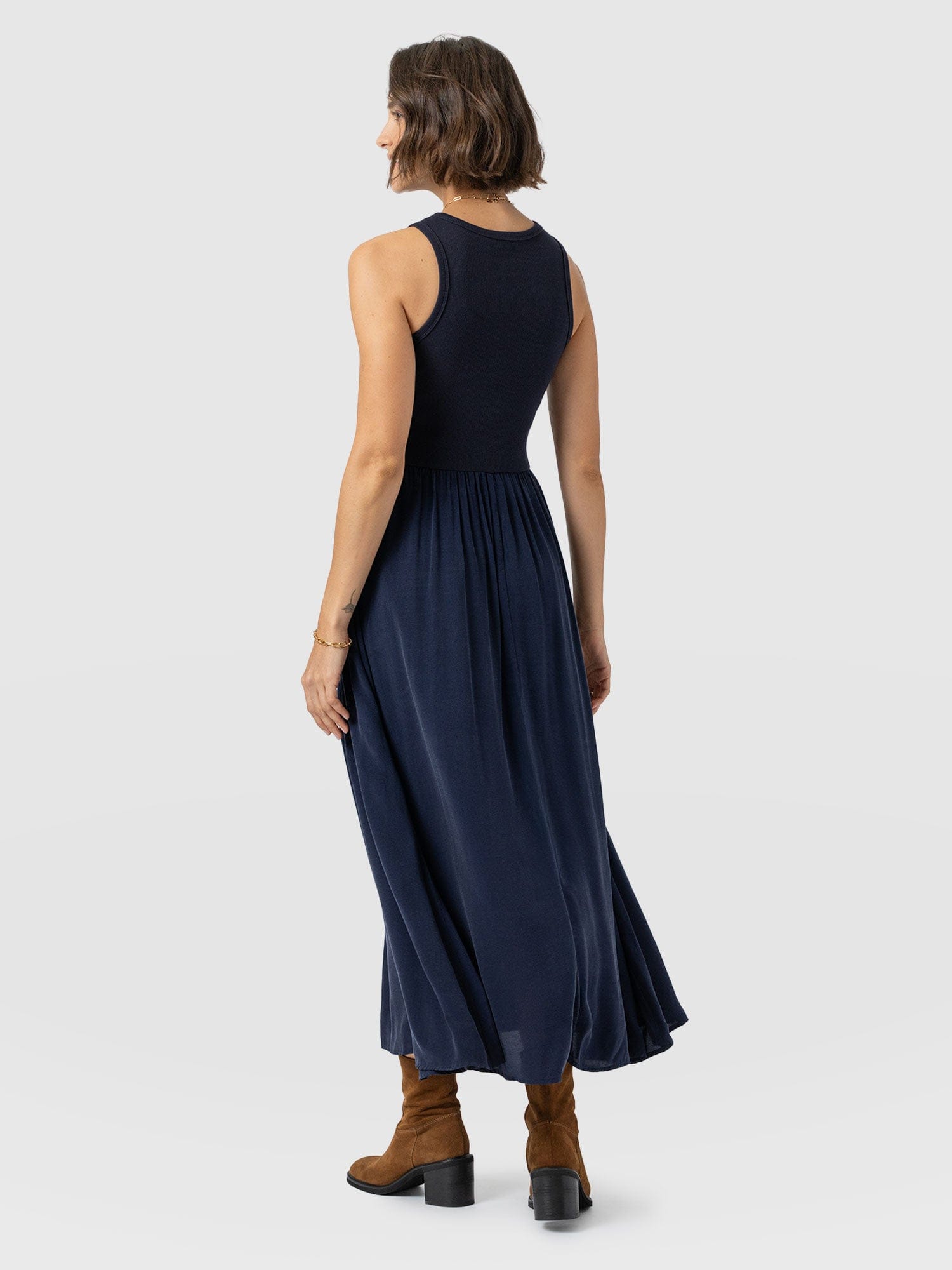 Renee Contrast Dress - Navy