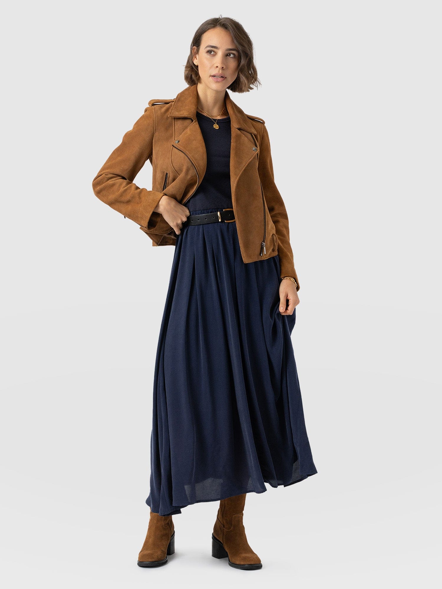 Renee Contrast Dress - Navy