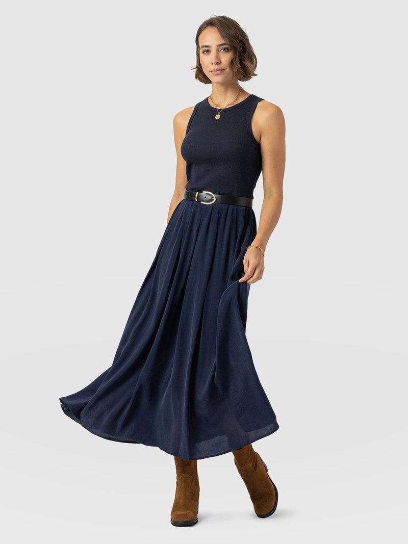 Renee Contrast Dress - Navy