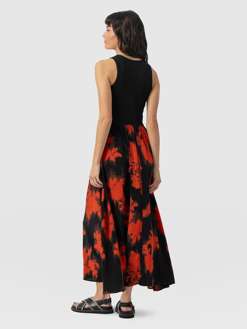 Renee Contrast Dress Orange Fade Floral