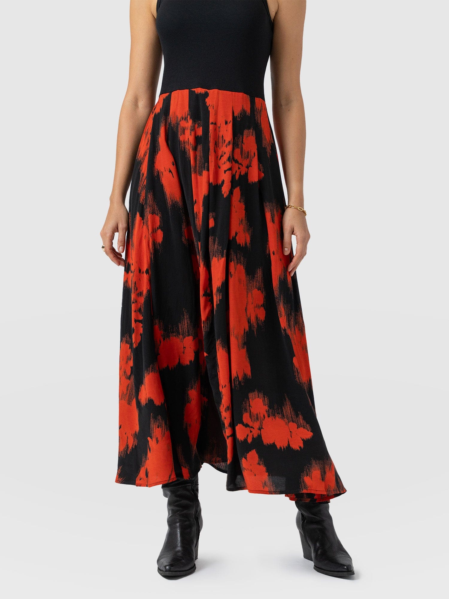 Renee Contrast Dress - Orange Fade Floral