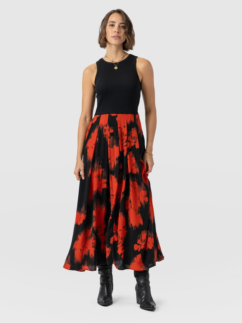 Renee Contrast Dress - Orange Fade Floral