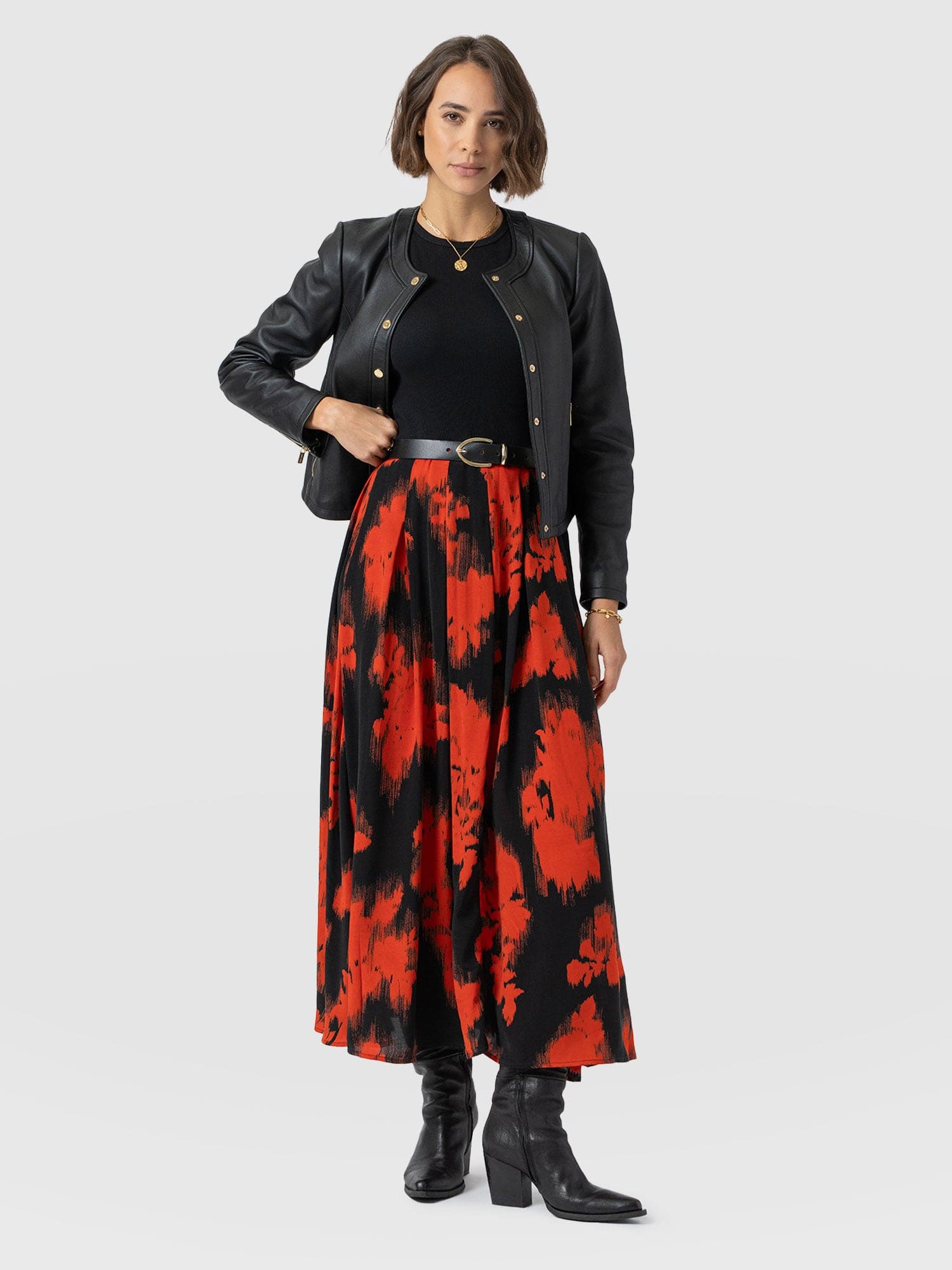 Renee Contrast Dress - Orange Fade Floral