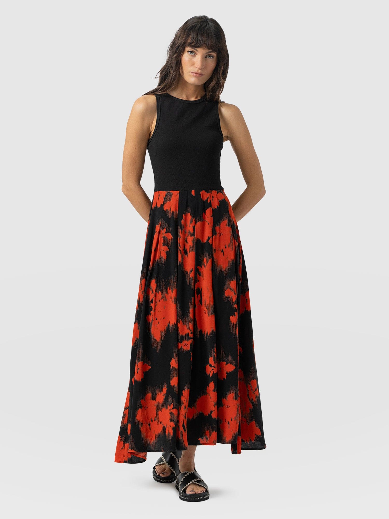 Renee Contrast Dress - Orange Fade Floral - Women's Dresses | Saint + Sofia® UK