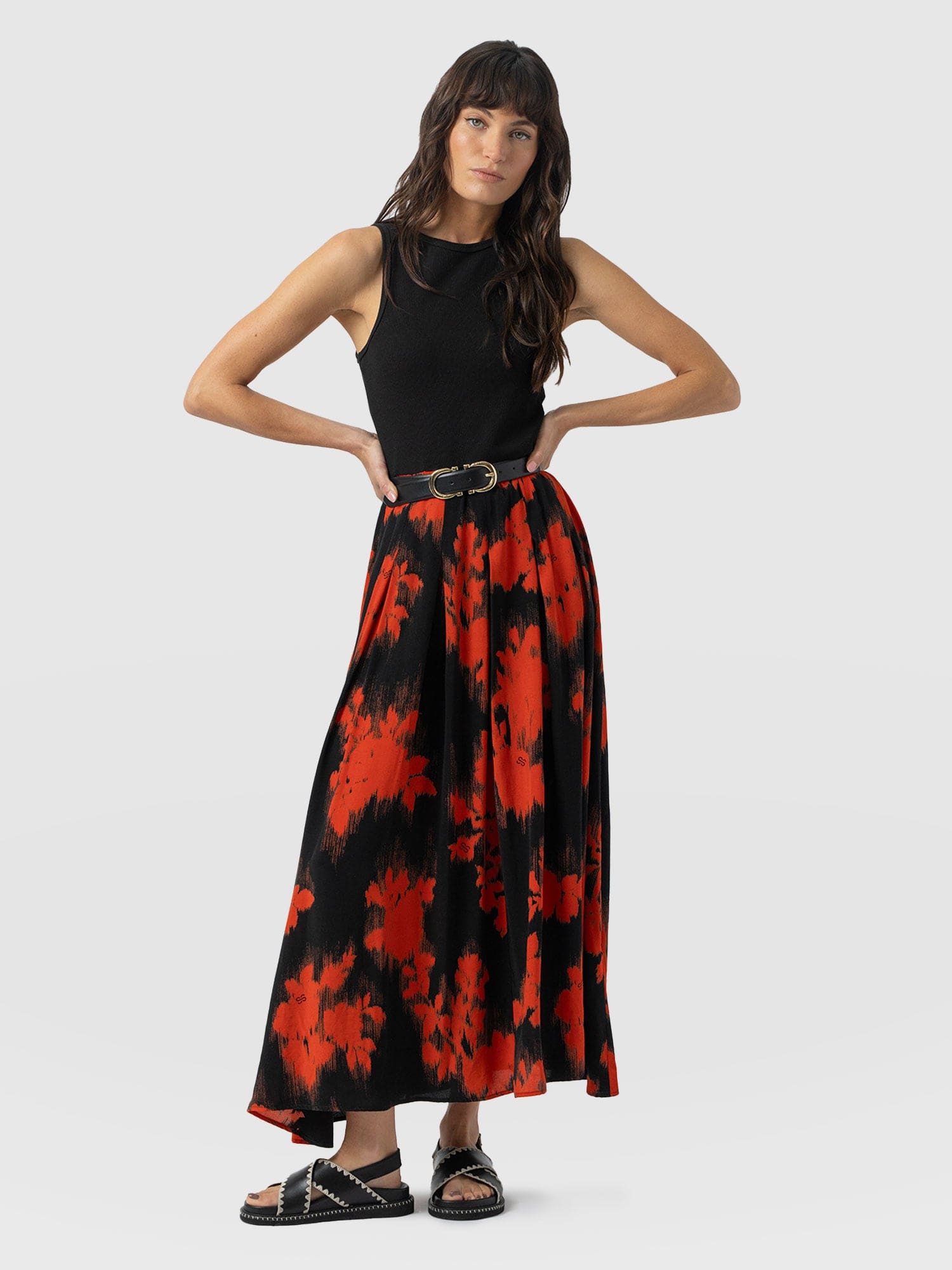 Renee Contrast Dress - Orange Fade Floral - Women's Dresses | Saint + Sofia® UK