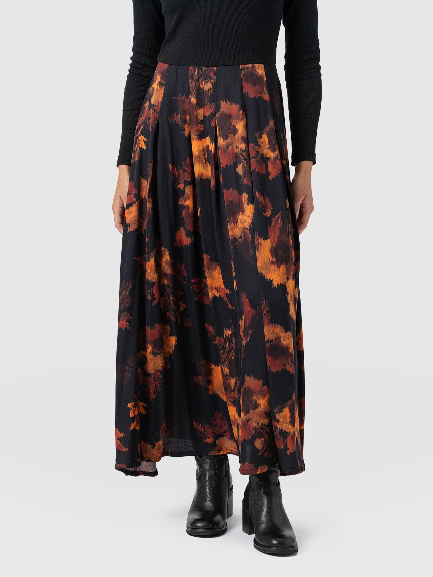 Renee Contrast Long Sleeve Dress - Autumn Floral