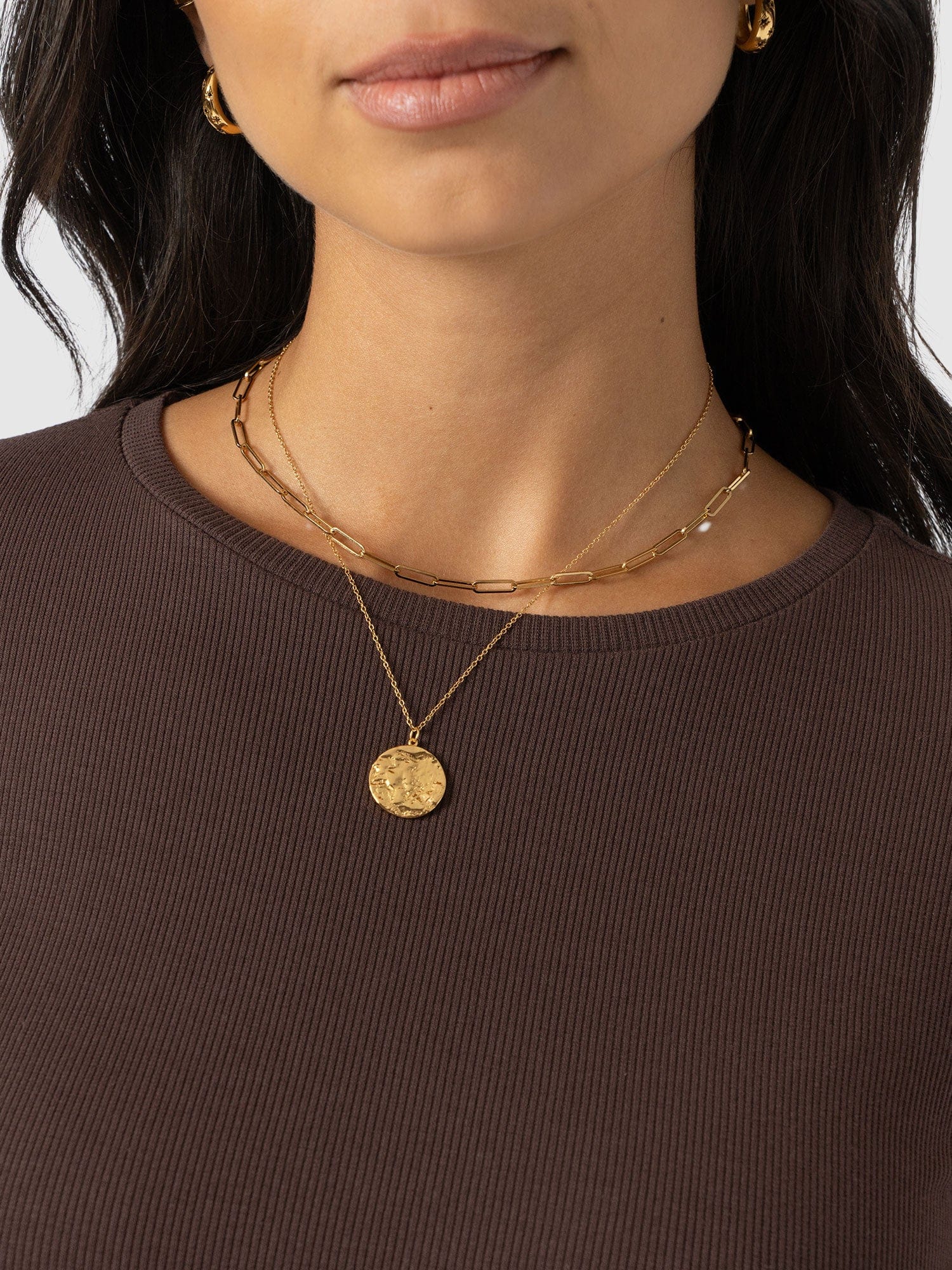 Renee Contrast Long Sleeve Dress - Brown