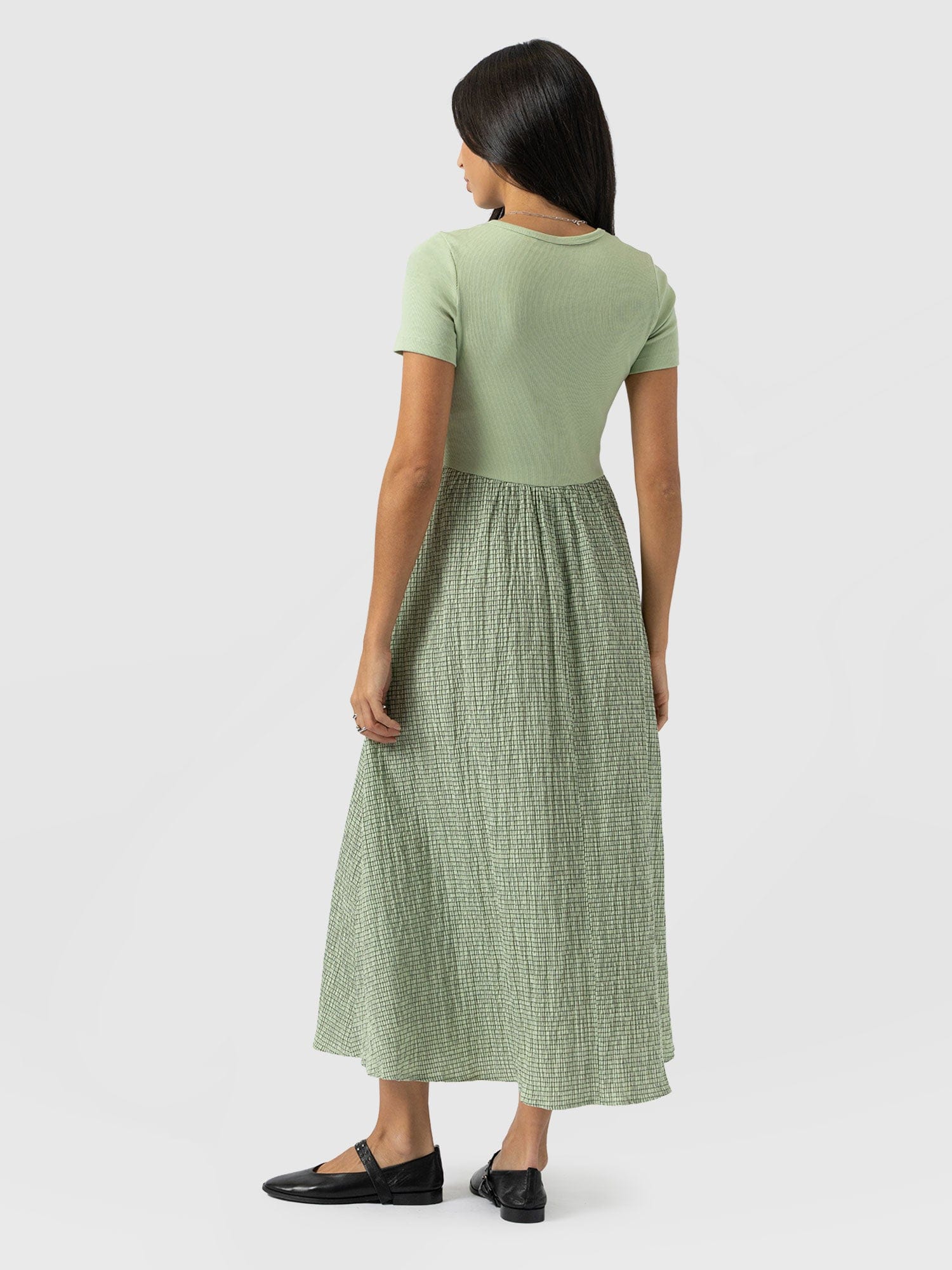 Renee Contrast Short Sleeve Dress - Mint Gingham - Women's Dresses | Saint + Sofia® UK