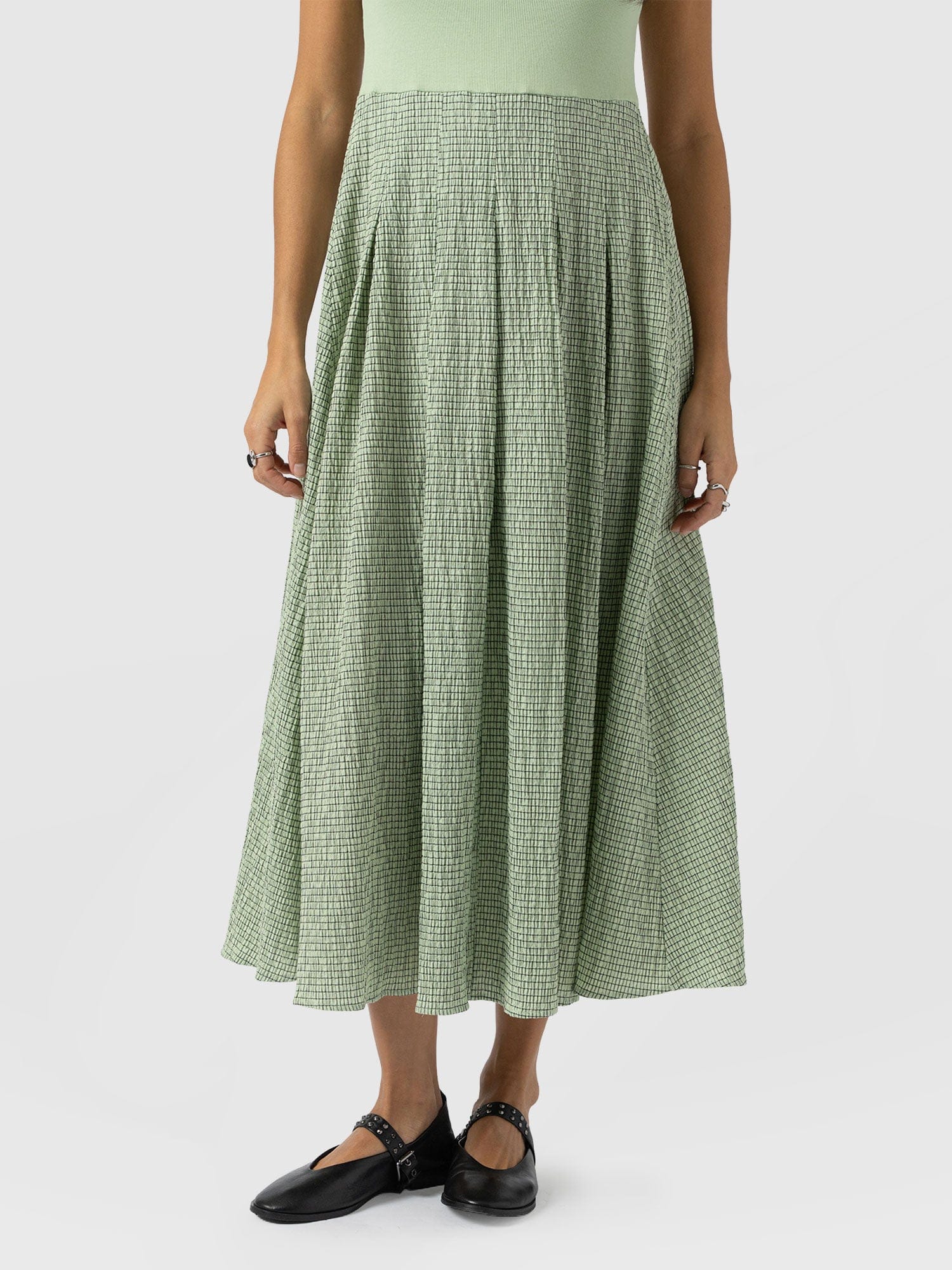 Renee Contrast Short Sleeve Dress - Mint Gingham - Women's Dresses | Saint + Sofia® UK