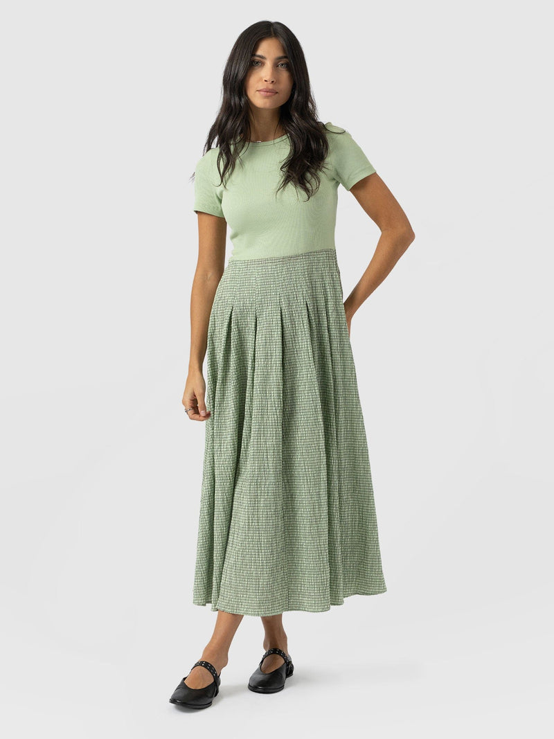 Renee Contrast Short Sleeve Dress - Mint Gingham - Women's Dresses | Saint + Sofia® UK