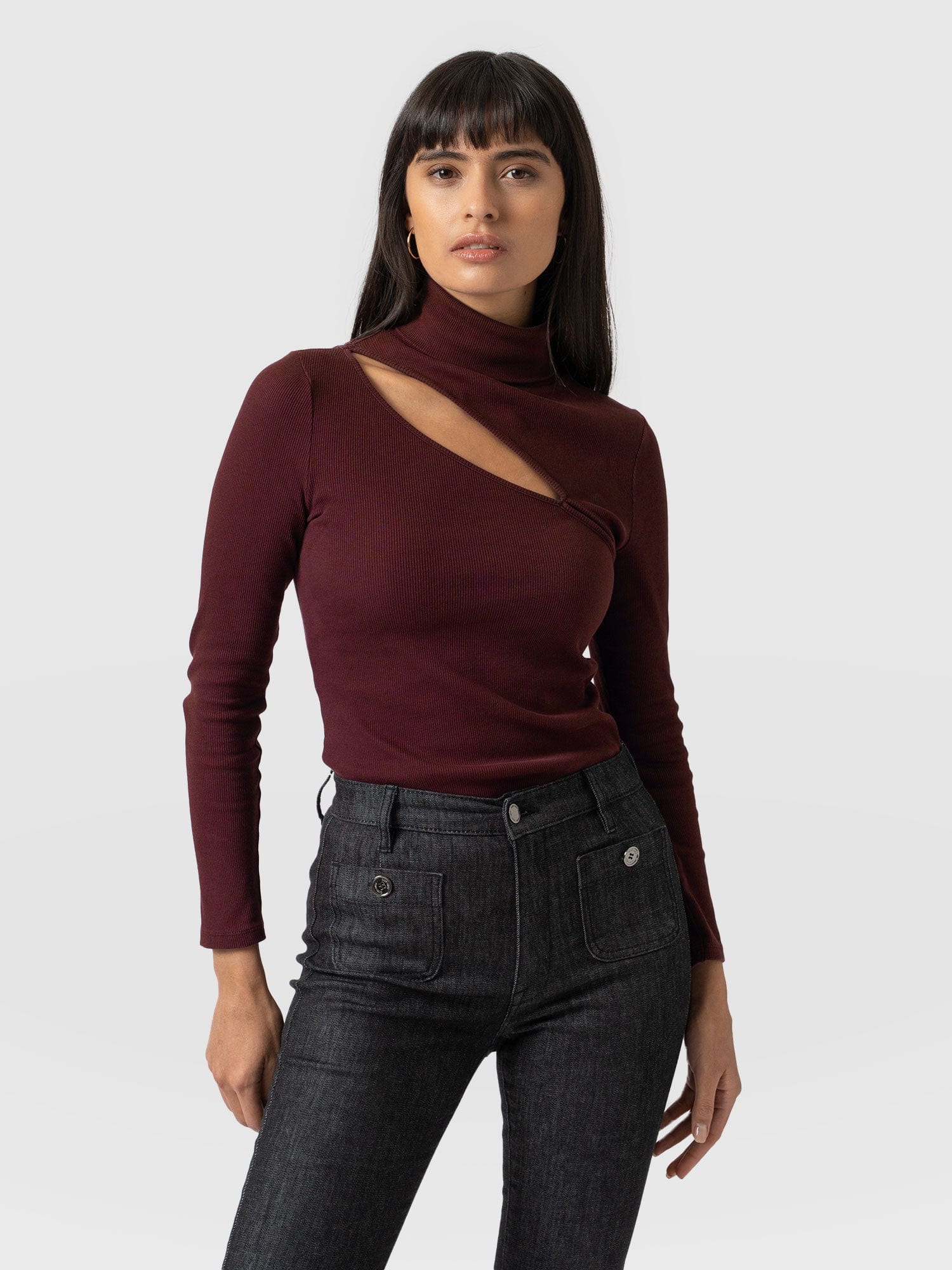 Reveal Roll Neck - Burgundy