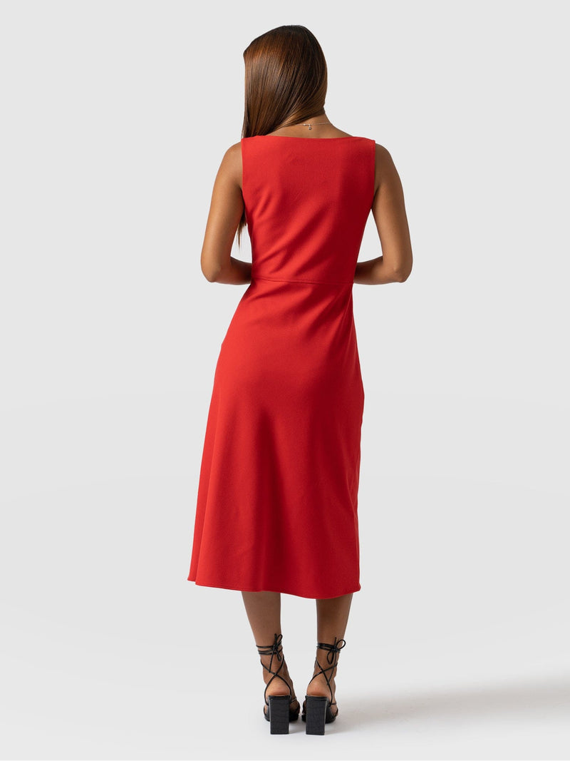 Rhea Cowl Neck Dress - Red