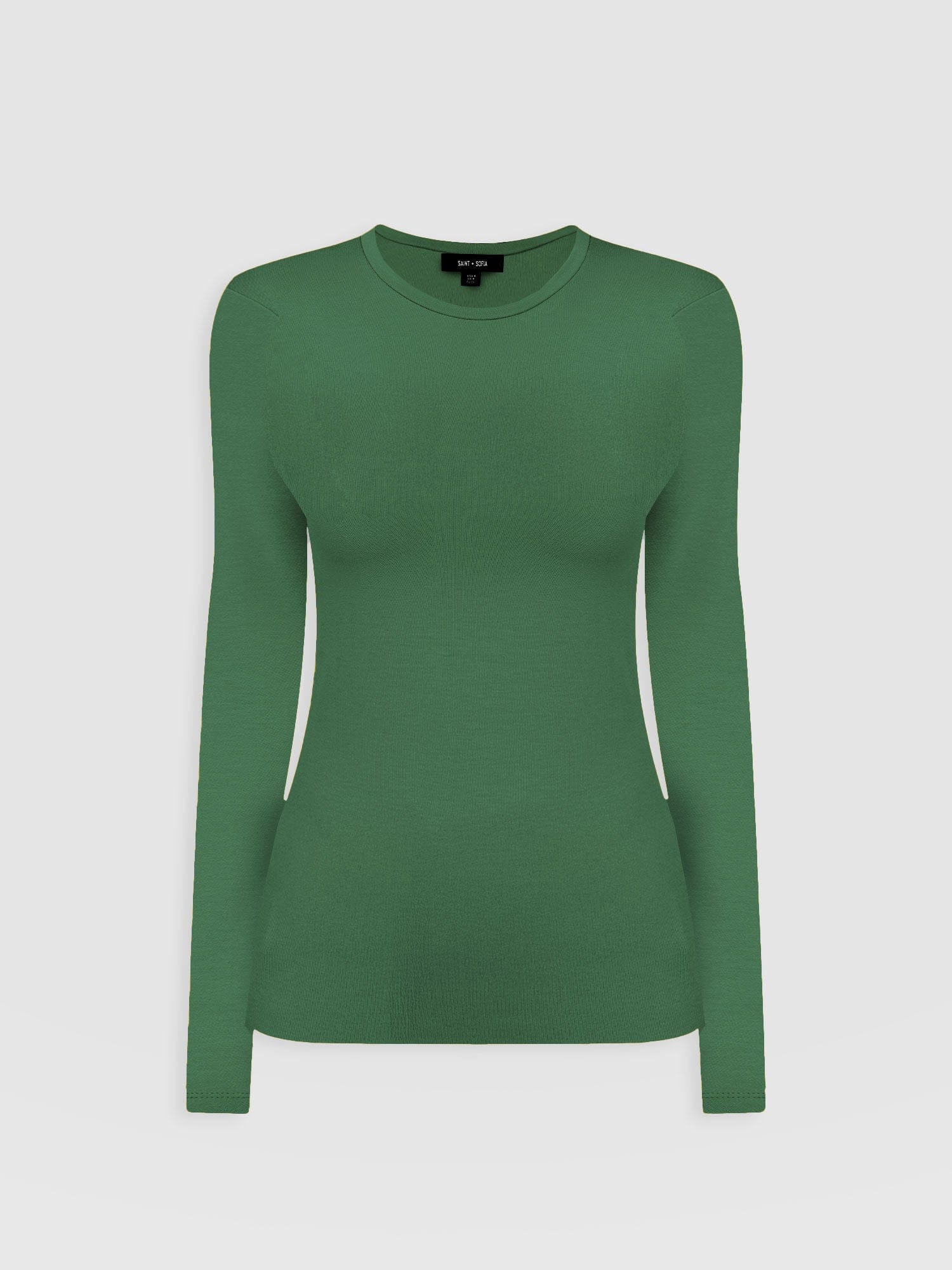 Ribbed Long Sleeve Tee - Basil Green - Women's T-shirts | Saint + Sofia® UK