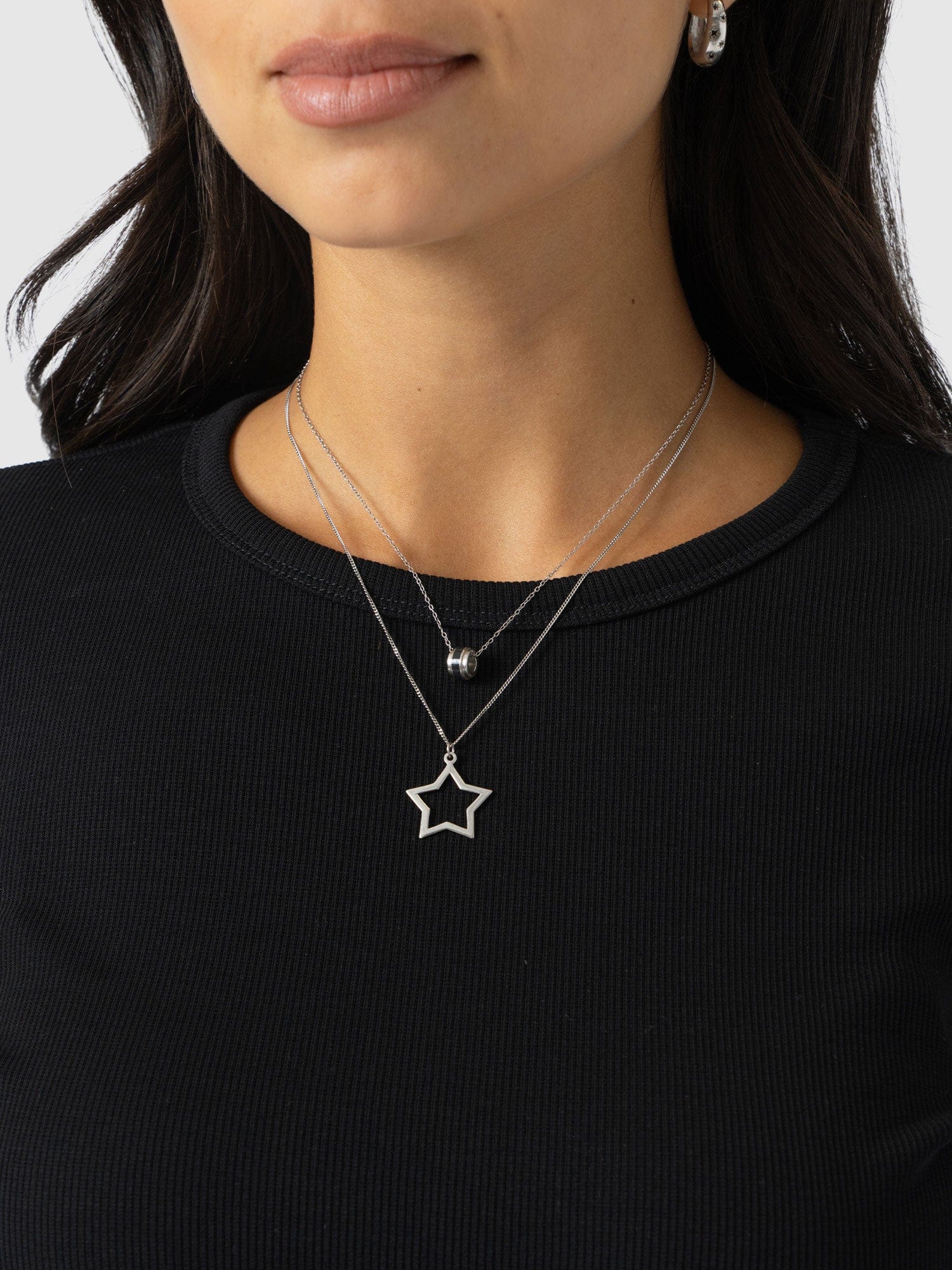 Ribbed Long Sleeve Tee - Black