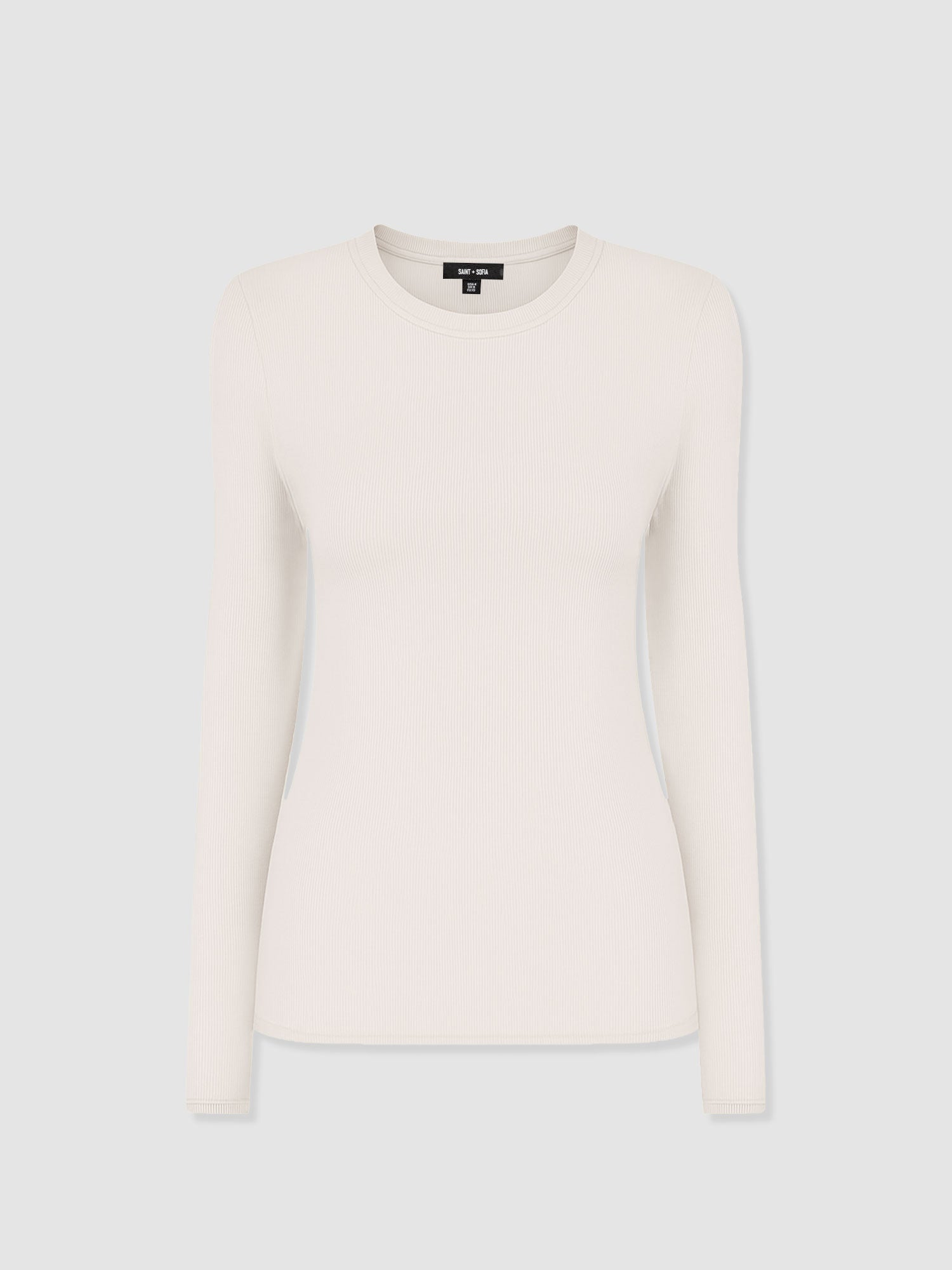Ribbed Long Sleeve Tee - Cream - Women's T-shirts | Saint + Sofia® UK