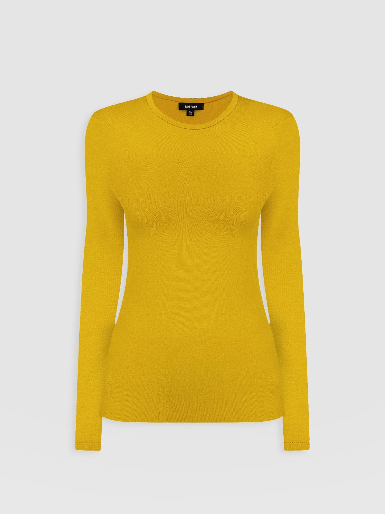 Ribbed Long Sleeve Tee - Mustard - Women's T-shirts | Saint and Sofia® UK