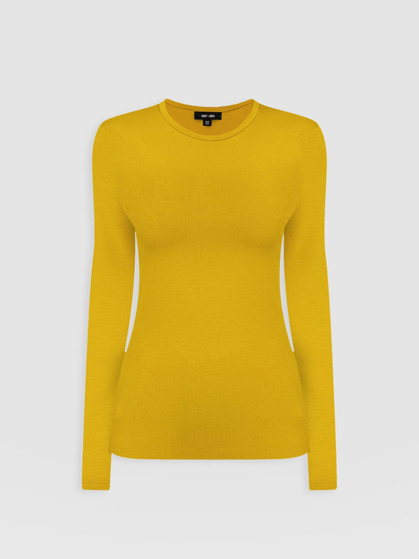 Ribbed Long Sleeve Tee - Mustard