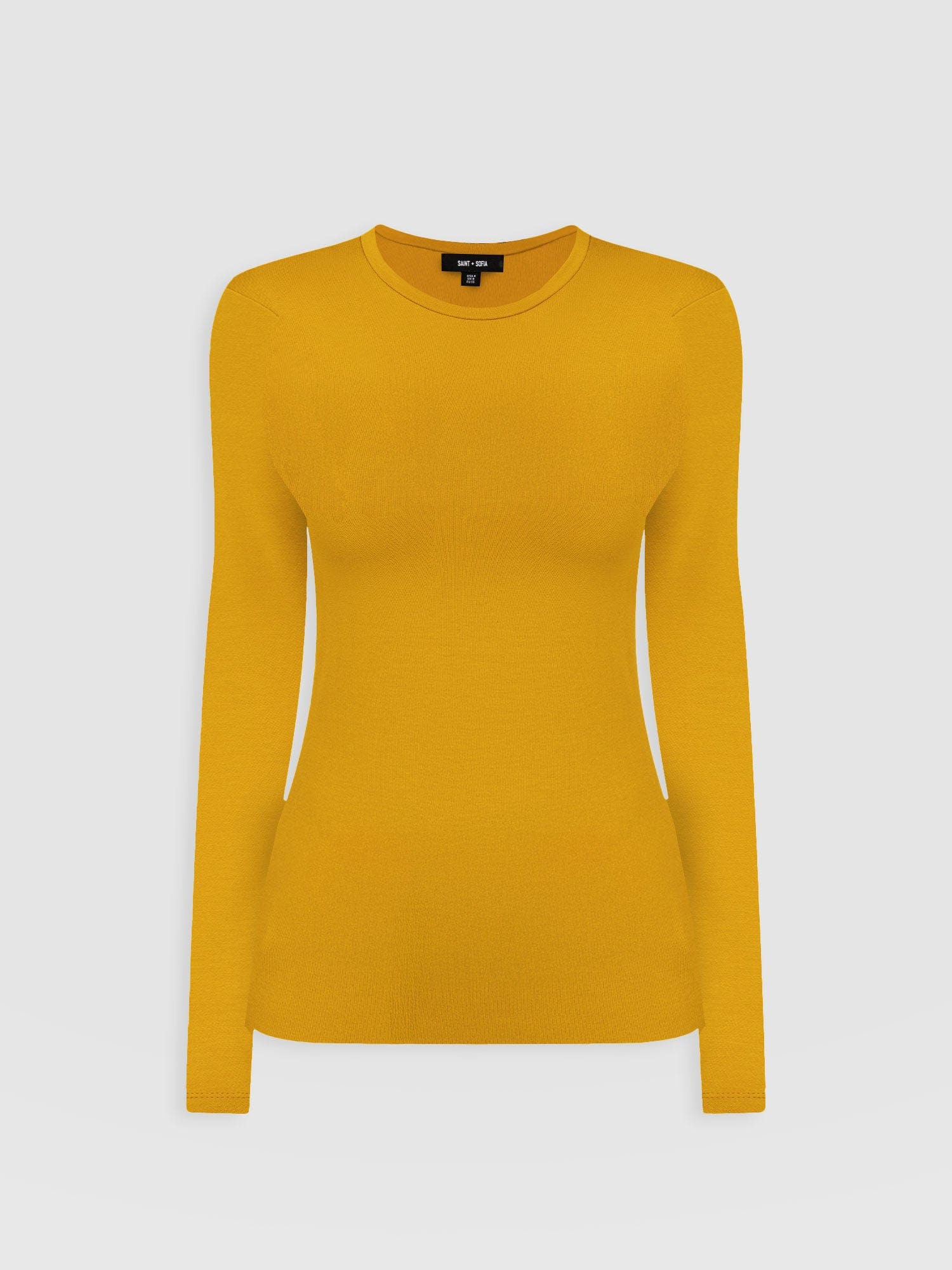 Ribbed Long Sleeve Tee - Ochre - Women's T-shirts | Saint + Sofia® UK