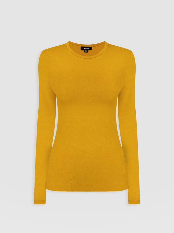 Ribbed Long Sleeve Tee - Ochre