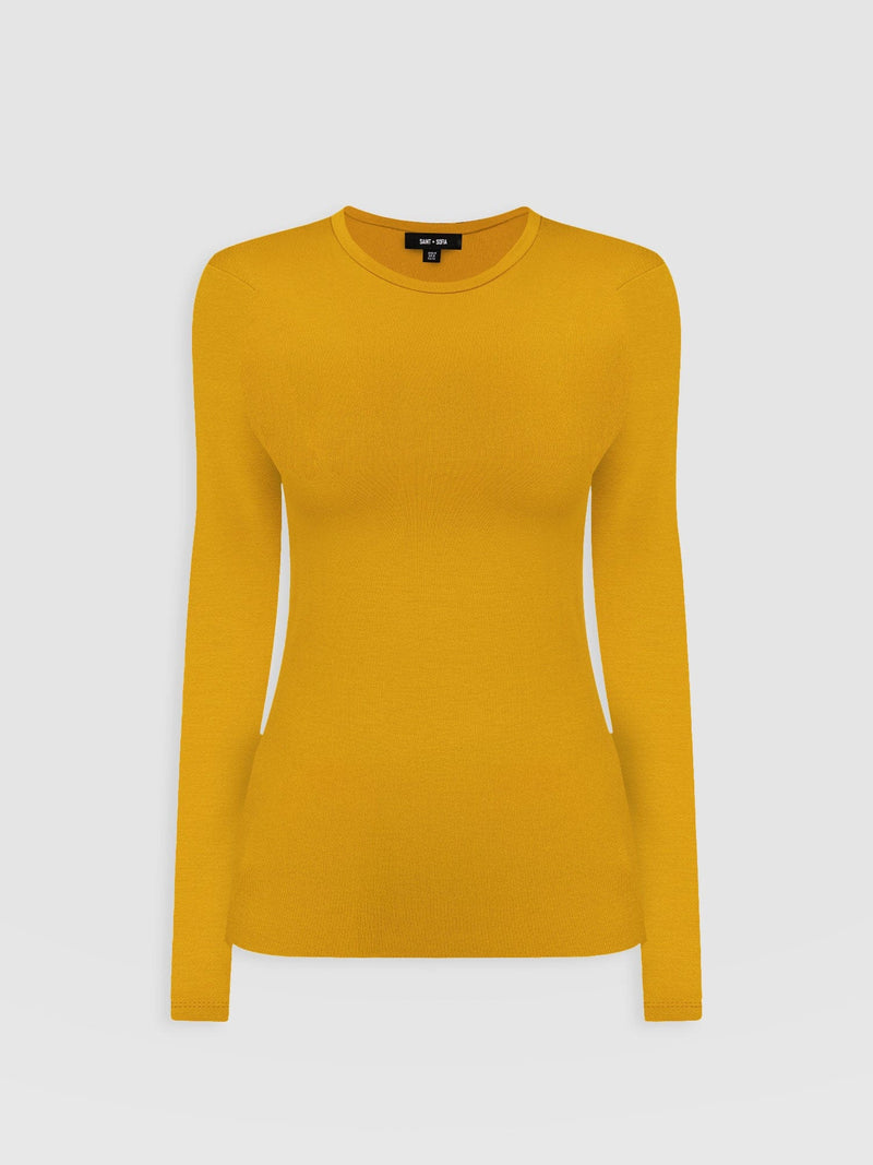 Ribbed Long Sleeve Tee - Ochre