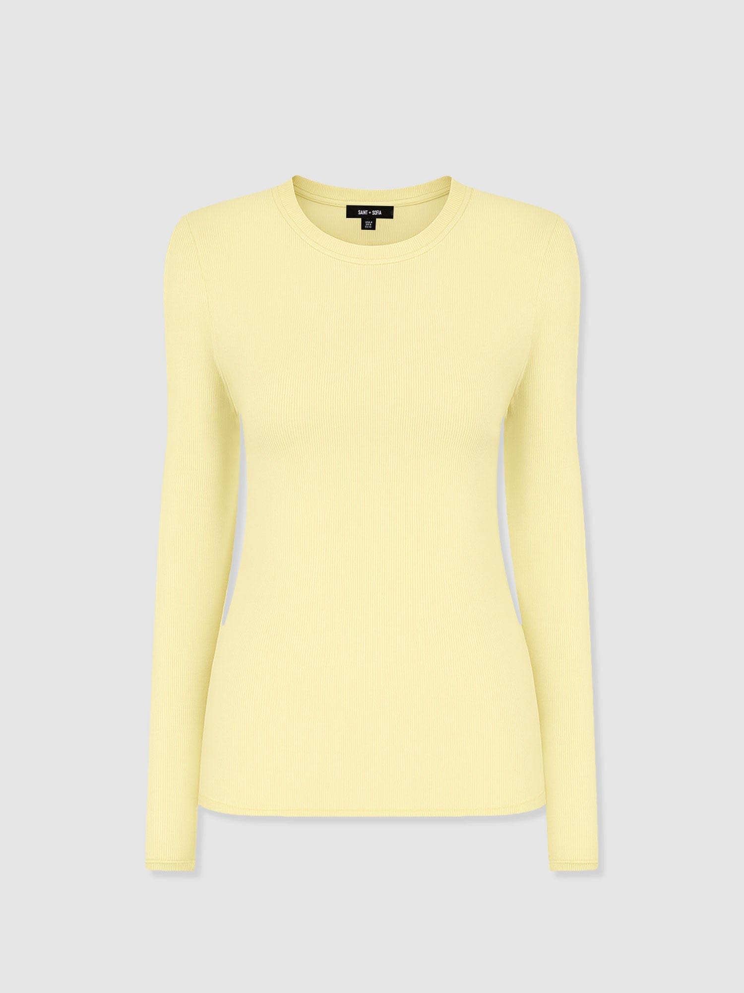 Ribbed Long Sleeve Tee - Pale Yellow - Women's T-shirts | Saint + Sofia® UK