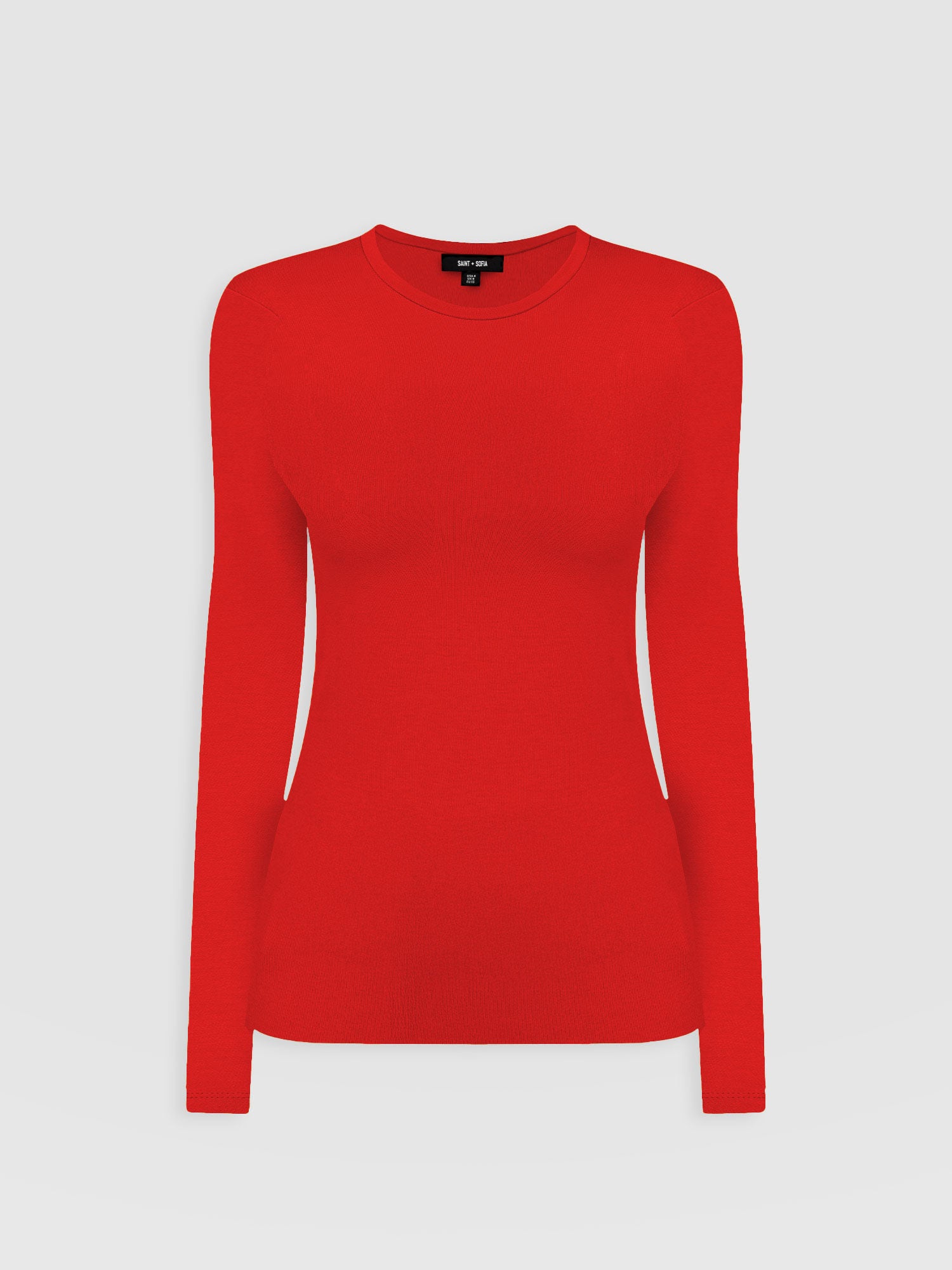Ribbed Long Sleeve Tee - Red - Women's T-shirts | Saint and Sofia® UK