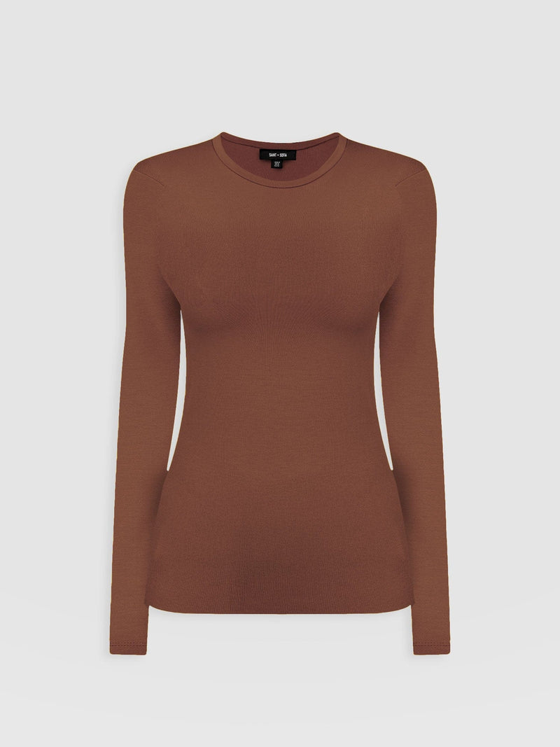 Ribbed Long Sleeve Tee - Russet Brown