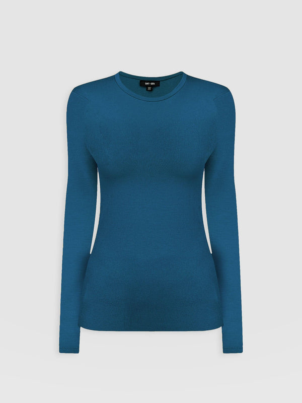 Ribbed Long Sleeve Tee - Teal