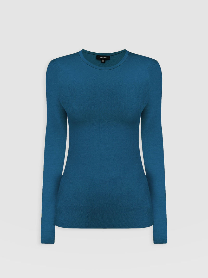 Ribbed Long Sleeve Tee - Teal