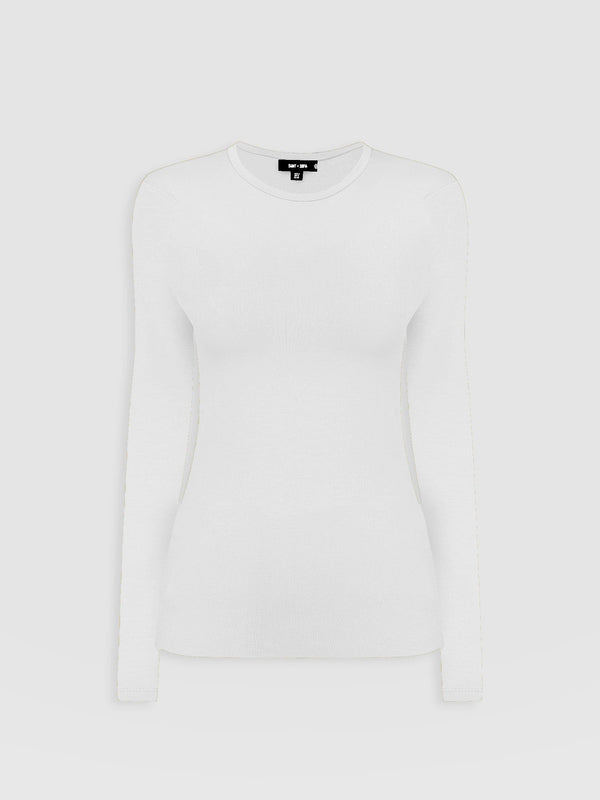 Ribbed Long Sleeve Tee - White
