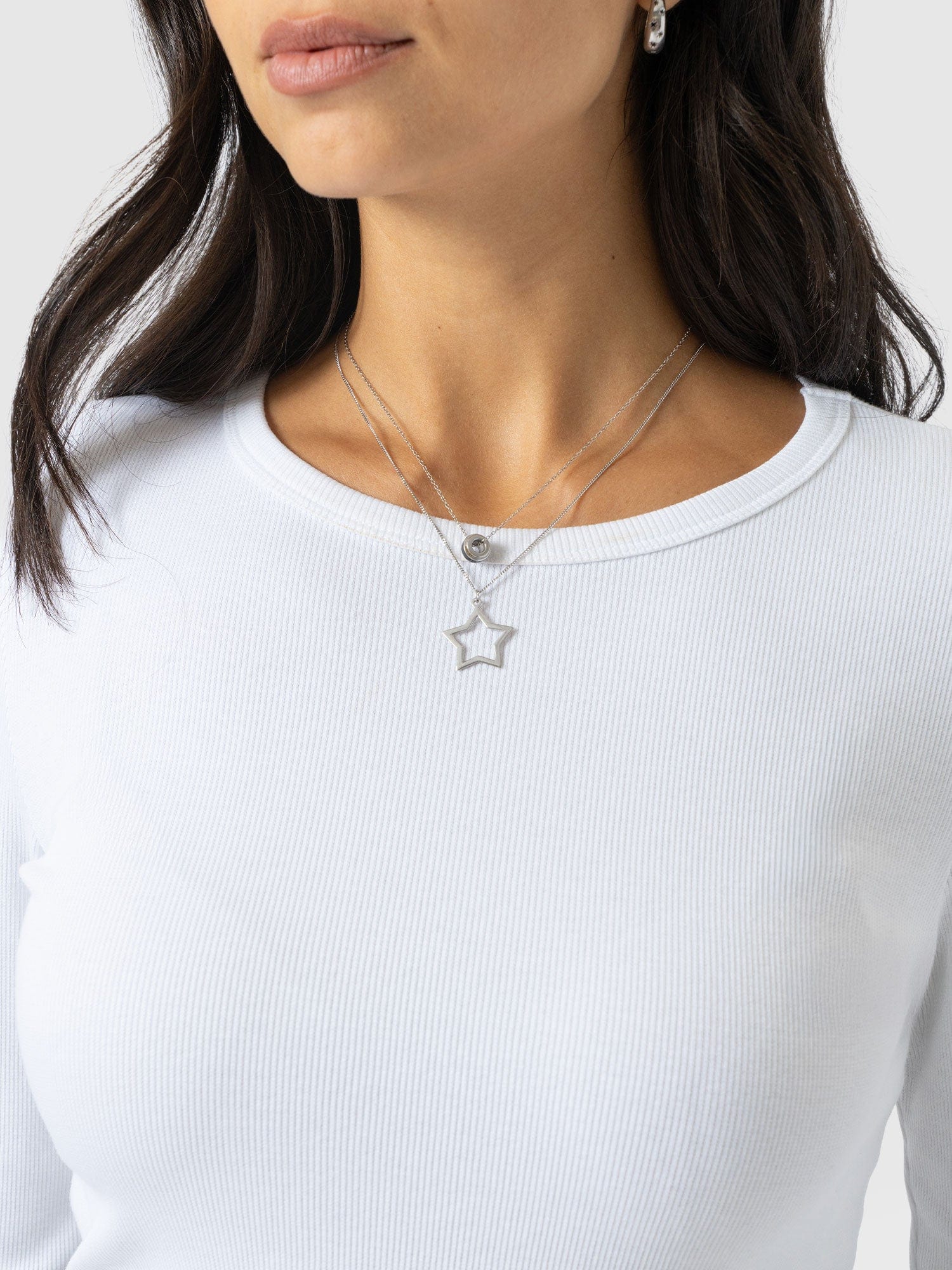 Ribbed Long Sleeve Tee - White