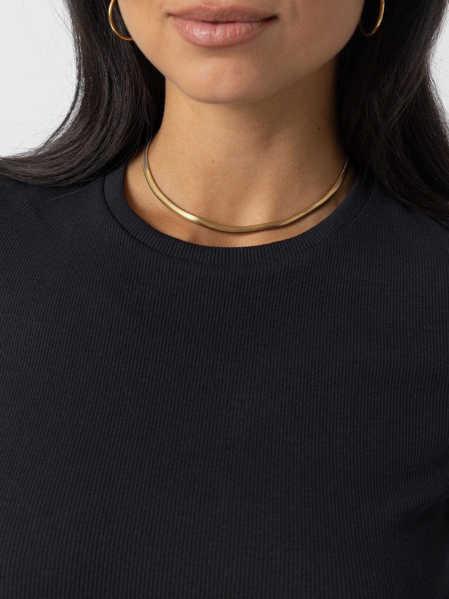 Ribbed Short Sleeve Tee - Black