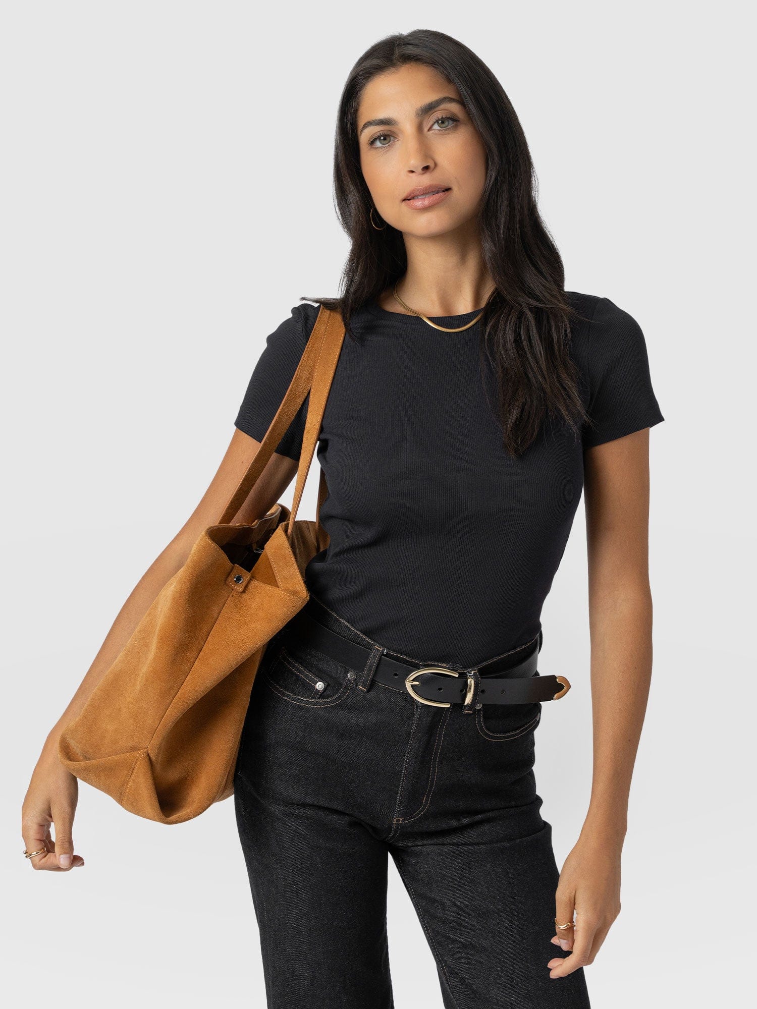 Ribbed Short Sleeve Tee - Black - Women's T-shirts | Saint + Sofia? UK