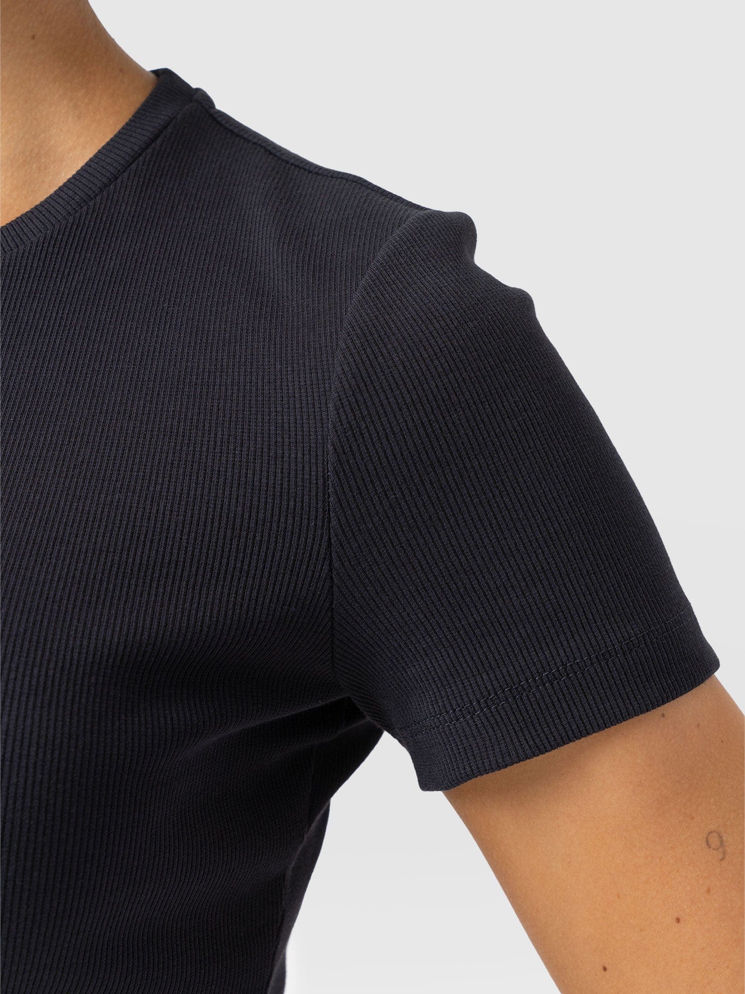 Ribbed Short Sleeve Tee - Navy