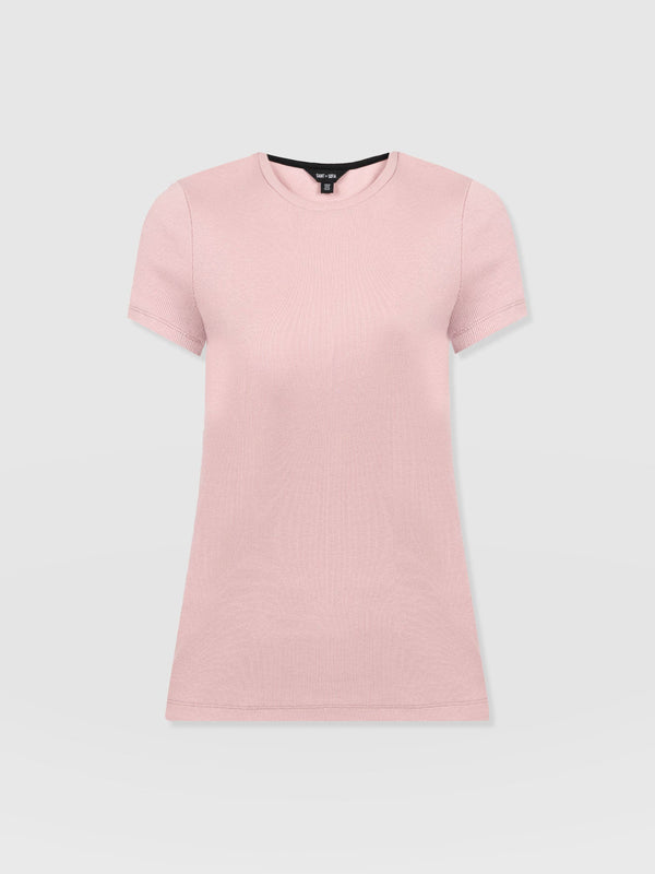 Ribbed Short Sleeve Tee - Pale Pink
