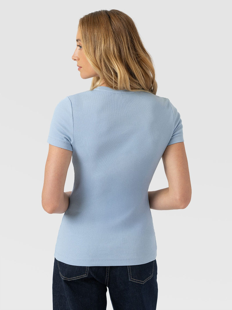 Ribbed Short Sleeve Tee - Powder Blue